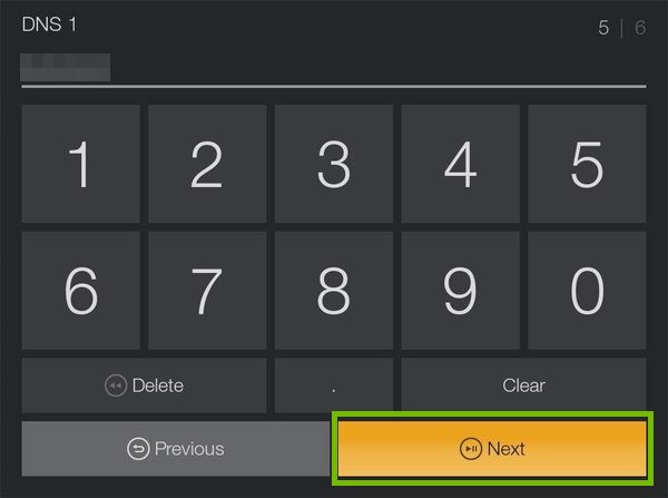 DNS 1 entry with Next highlighted.