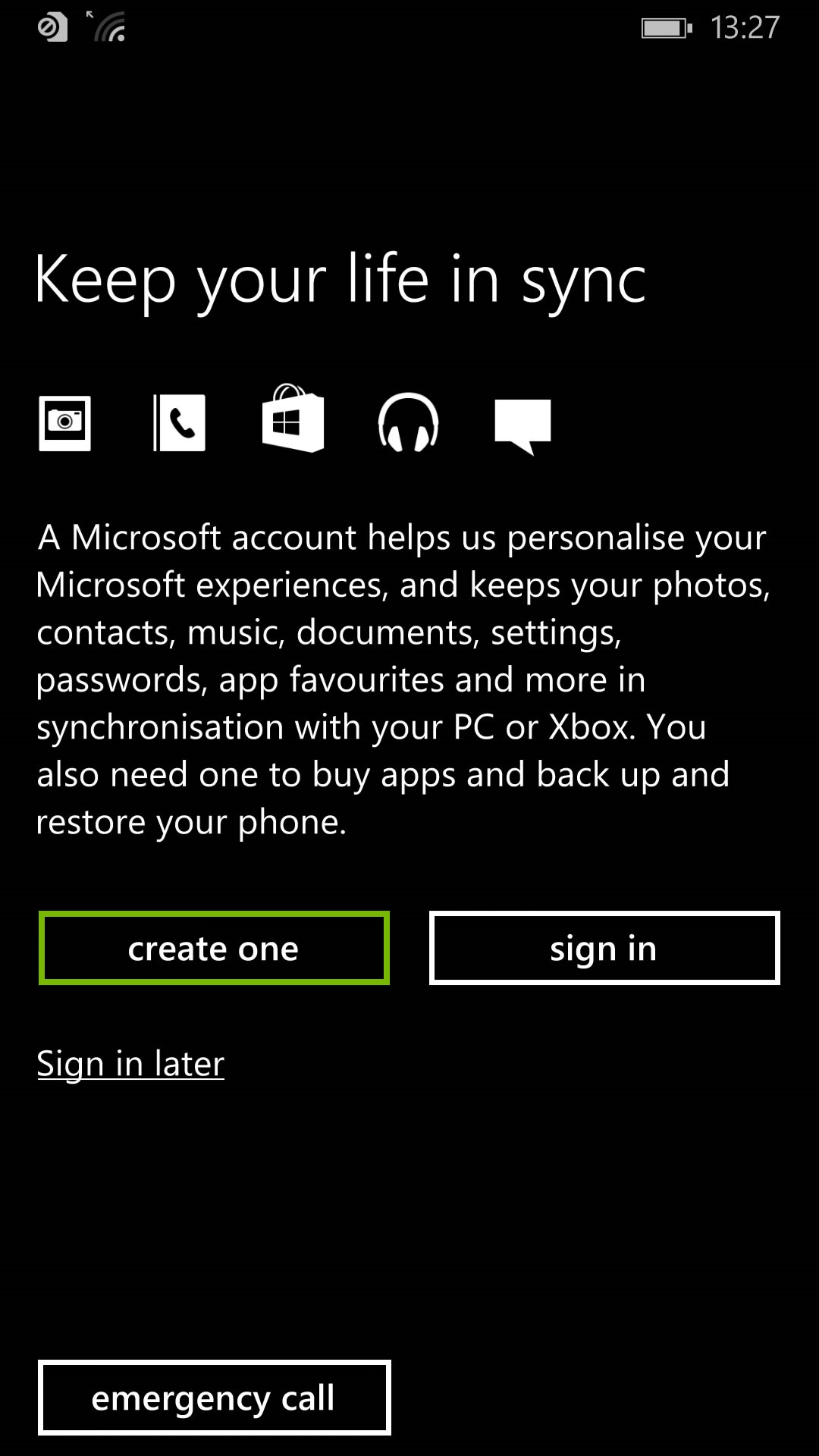 create one button. Screenshot.