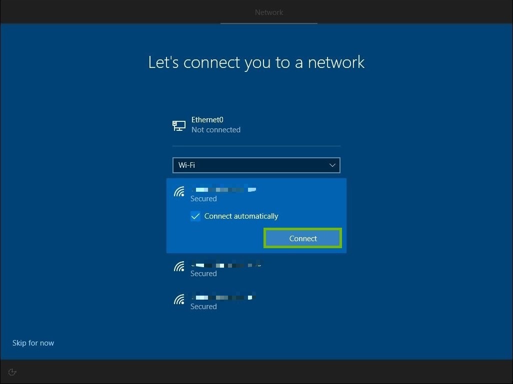 Connect button highlighted
