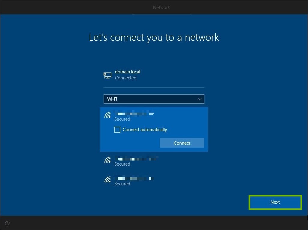 Next button highlighted