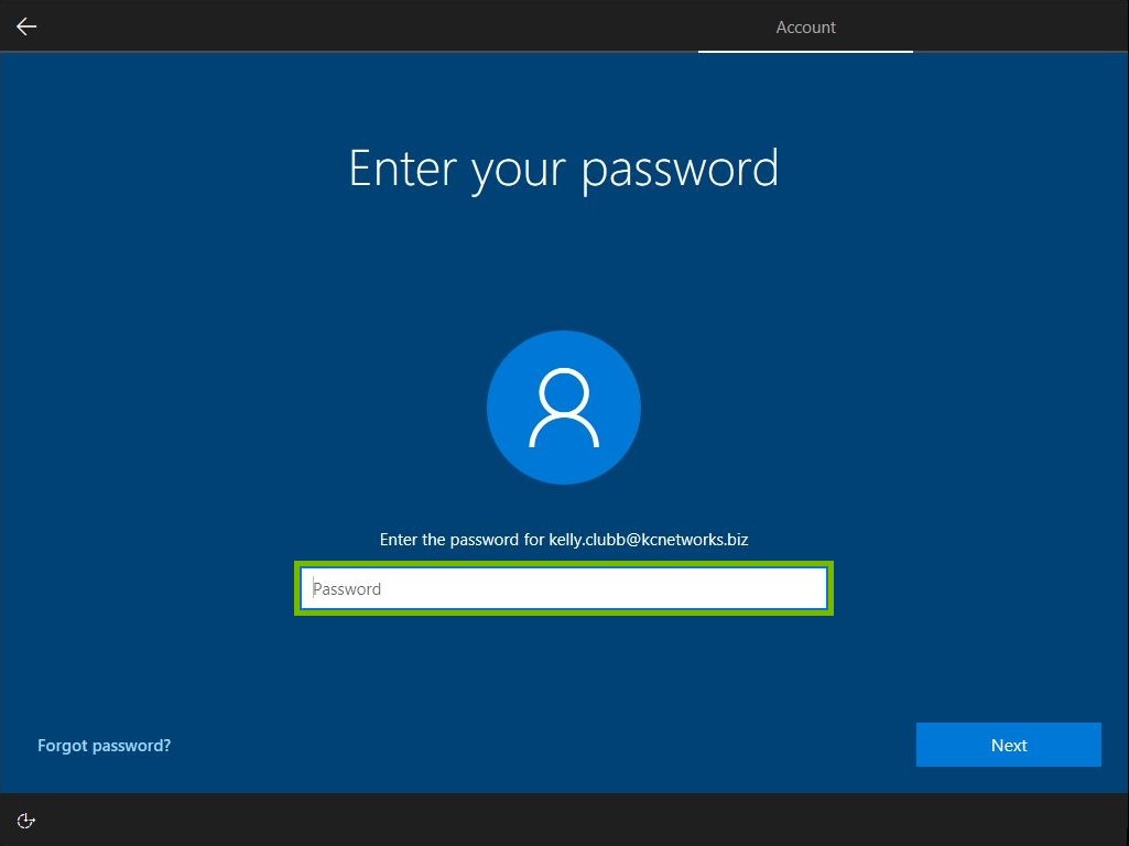 Password field highlighted