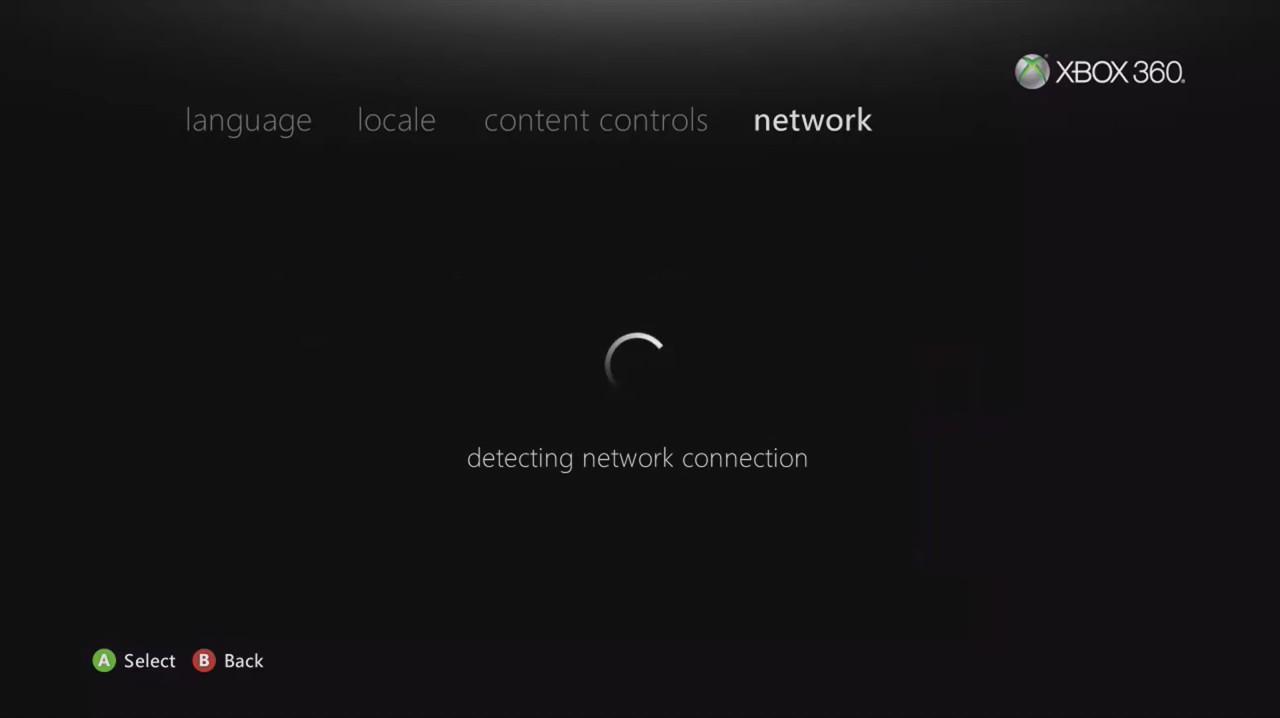 Xbox 360 attempting to automatically detect network connection settings.