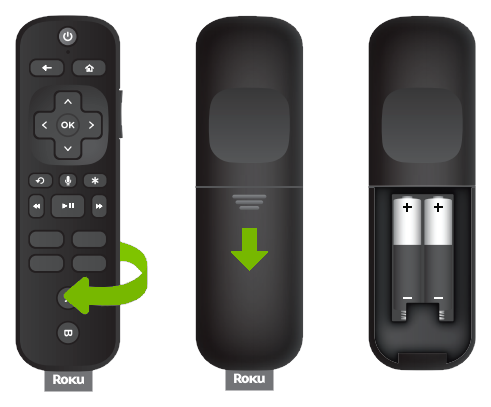 Batteries being inserted in remote.
