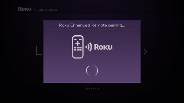 Roku remote pairing screen.