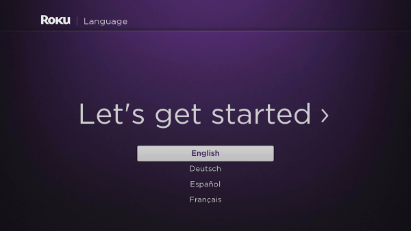 Language selection in Roku setup.