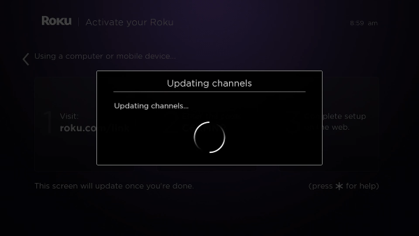 Channels updating on Roku after activation.
