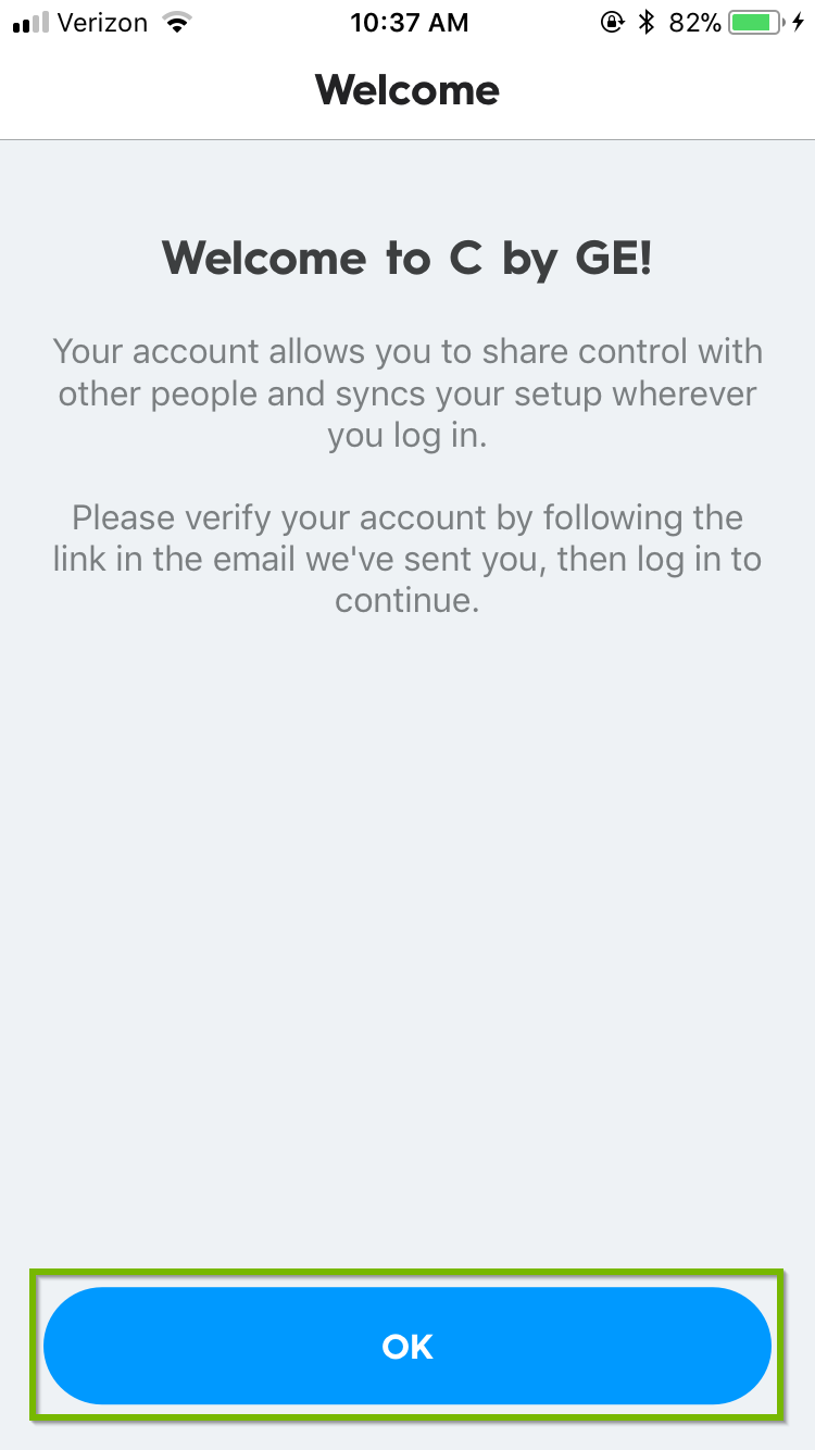 Welcome page with OK highlighted.