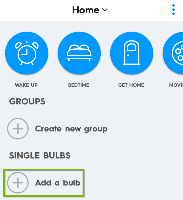 C by GE home page showing add a bulb highlighted.