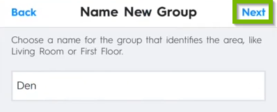 Name new group next button.