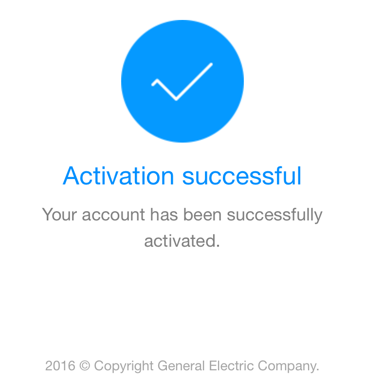 Activation successful checkmark.