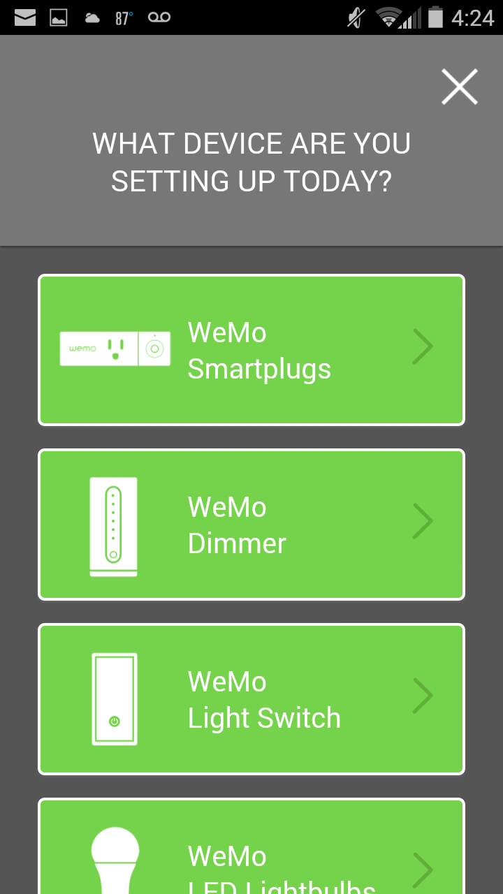 WeMo App. Choose WeMo Smartplugs. Screenshot