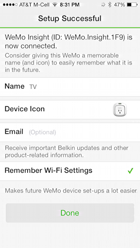 WeMo Customization. Screenshot