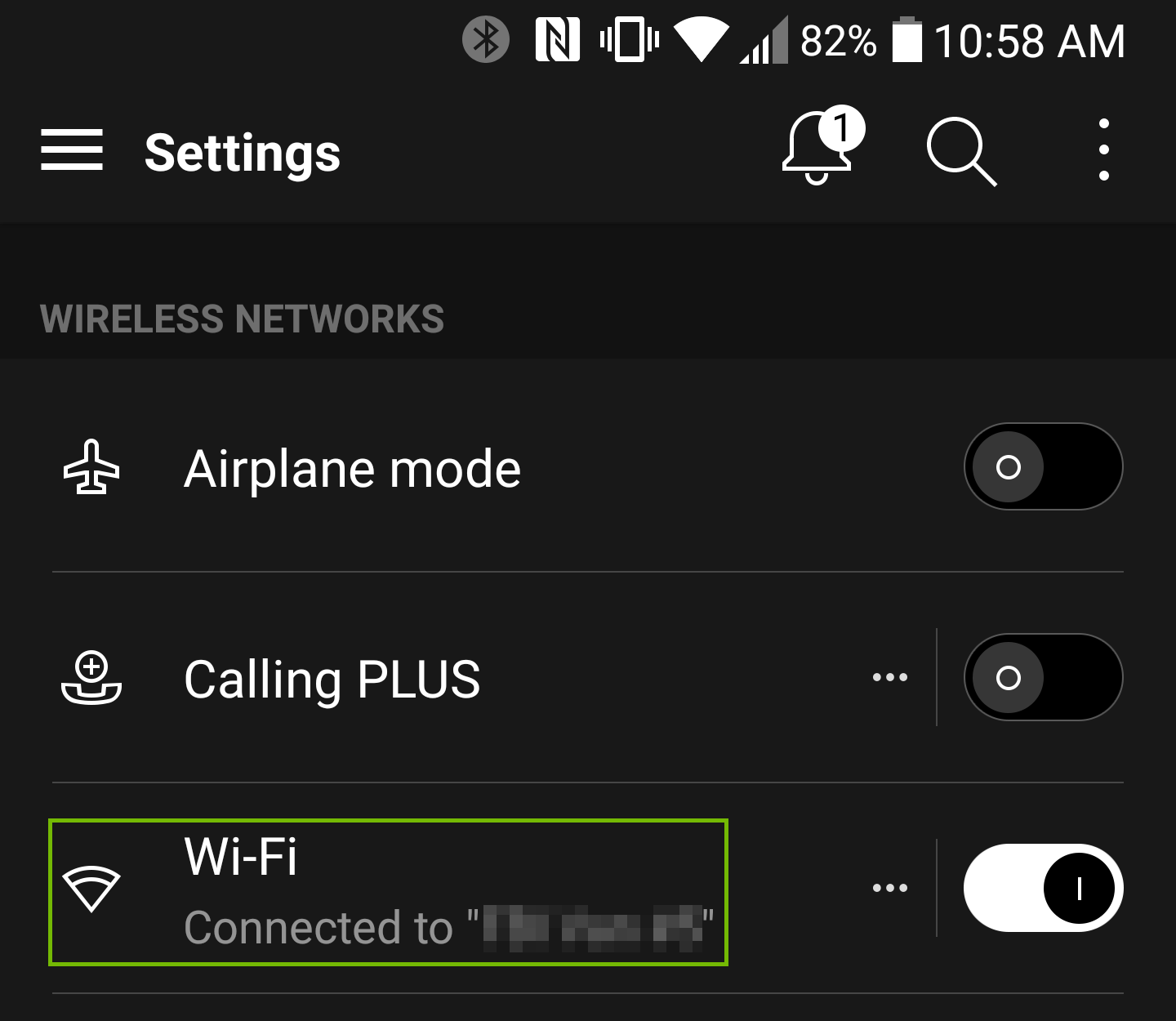 Android Settings with Wi-Fi highlighted.