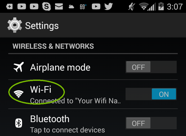 Android Settings Wifi. Screenshot