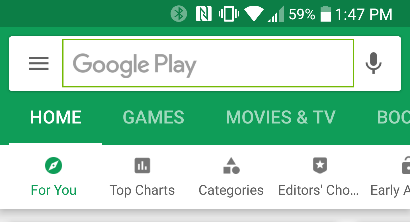 Play Store search bar.