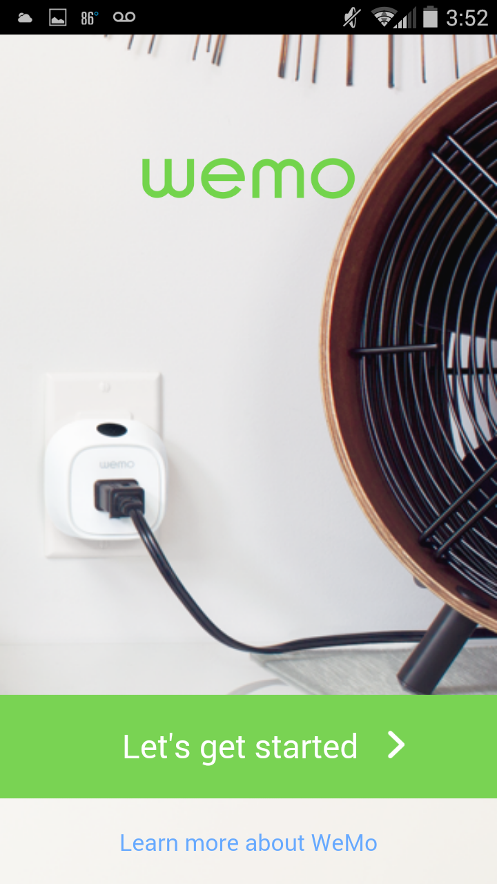 WeMo App Get Started. Screenshot