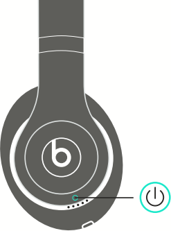 Diagram of headset showing power button