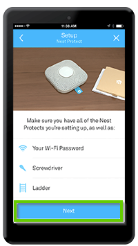 Nest Protect setup page