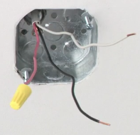 Red wire in a wire nut.