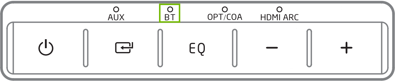 Control panel with BT light highlighted