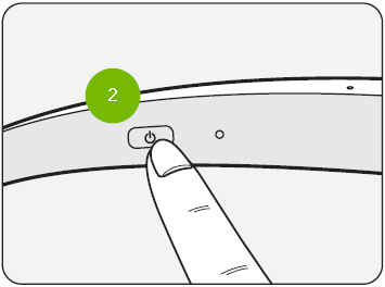 finger pressing the power button