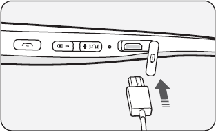 Picture showing where to plug in usb cable into the headset