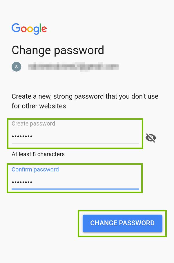 Change password dialog with password entry fields and Change Password button highlighted.