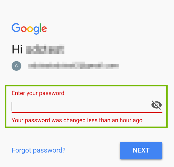 Password Entry Dialog after entering wrong password with password entry area highlighted.