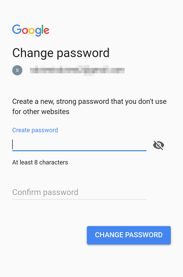 Change password dialog.