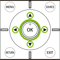 Element remote with arrow and OK keys highlighted. Illustration
