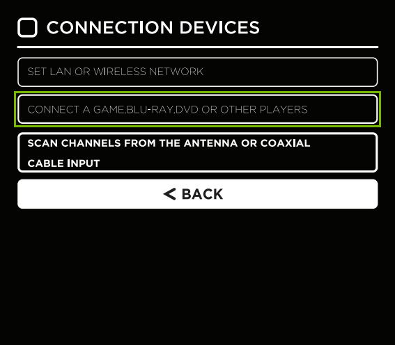 Connection Setup Screen
