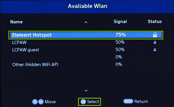 Wi-Fi Networks. Screenshot