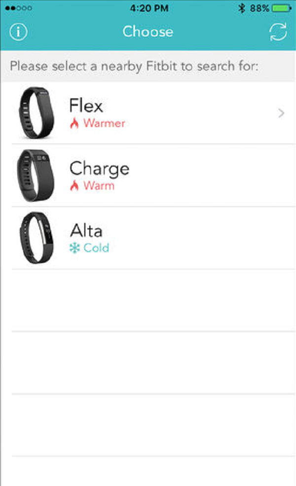Fitbit App Choose your device. Screenshot