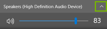 Windows 10 speakers volume settings showing arrow