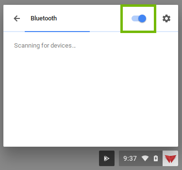 bluetooth with on off switch highlighted
