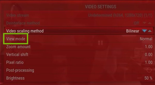 Video Settings with View mode highlighted.
