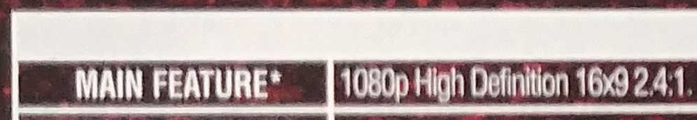 Detail of movie information showing the main feature resolution.