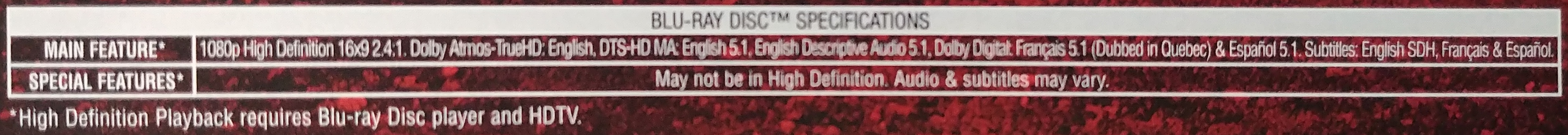 Example movie information from back of Blu-Ray movie.