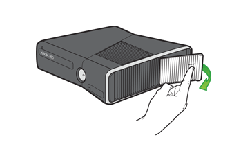 Removing the hard drive access panel. Illustration.