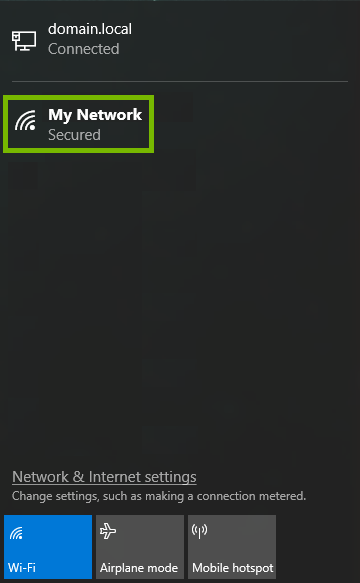 available networks with an example network selected