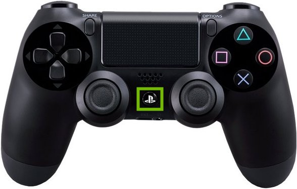 DualShock 4 Controller with PS button highlighted.