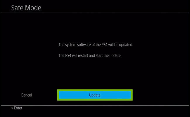 Update prompt with Update highlighted.