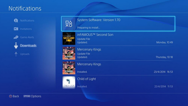Notifications showing downloads.