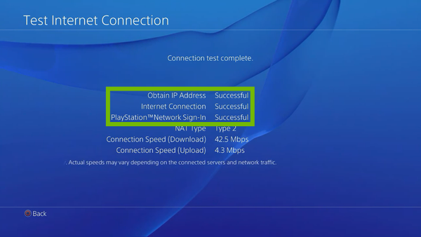 Network connection with first 3 lines highlighted.