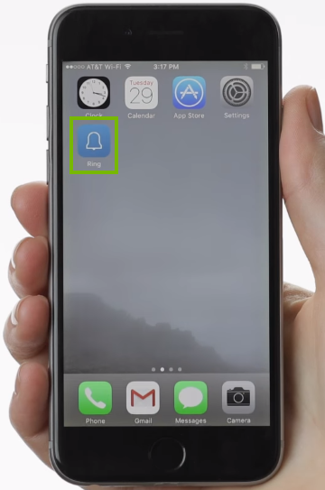 Ring app icon highlighted on phone.