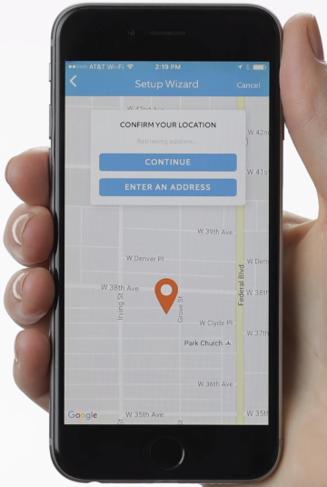 Ring app displaying a map, attempting to locate your device.
