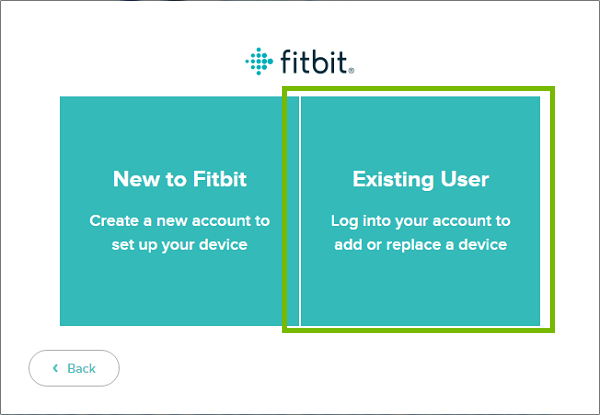 Fitbit Connect with Existing user highlighted.