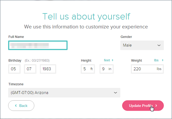 Fitbit Connect Profile screen. Screenshot