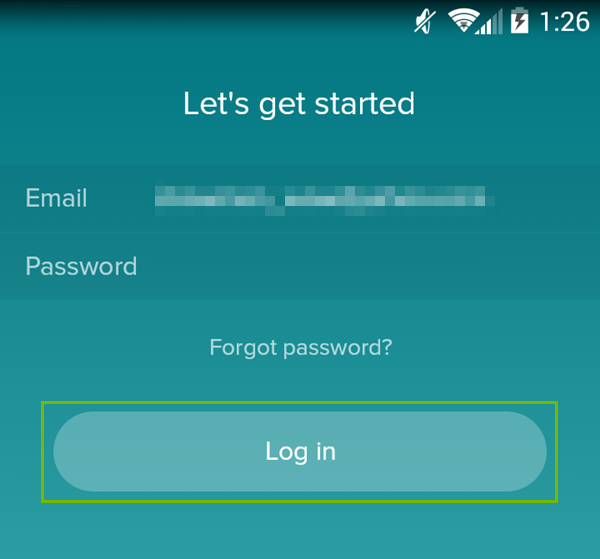 Fitbit sign in screen. Screenshot