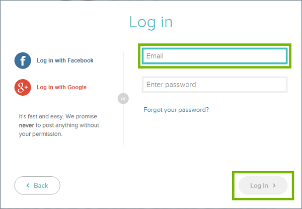 Fitbit Connect Log in screen. Screenshot